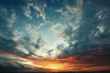 天空中的夕阳图片