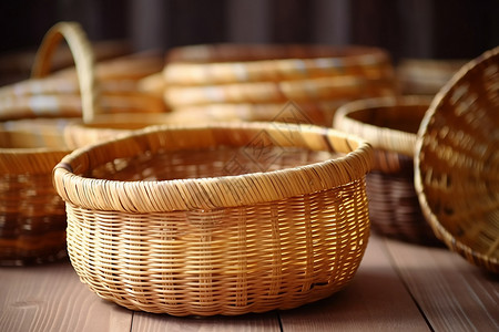 手工编织工艺品编织的竹篮背景