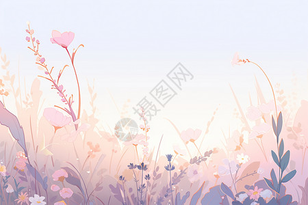 浅色田野上的野花背景图片