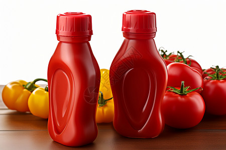 桌面上健康美味的番茄酱背景图片