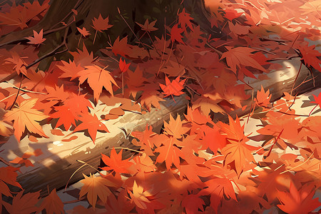 秋叶飘落背景图片