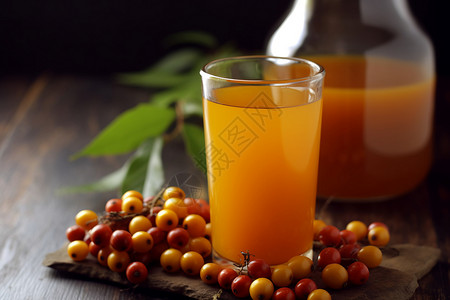 鲜榨果汁与浆果图片
