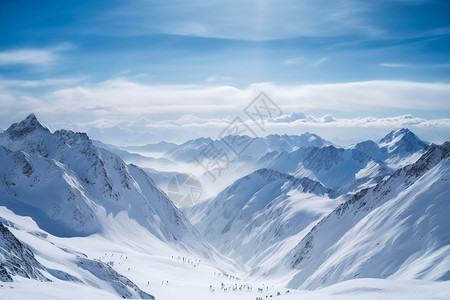 辽阔的雪山山脉景观背景