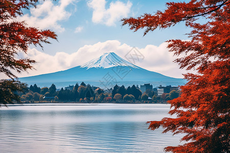 秋日富士山日本湖泊高清图片