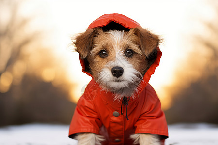 冬日暖阳中的小狗背景图片
