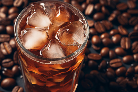冰凉咖啡豆玻璃杯咖啡高清图片