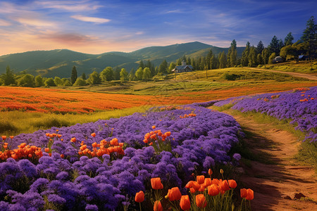鲜花盛开的田野背景图片