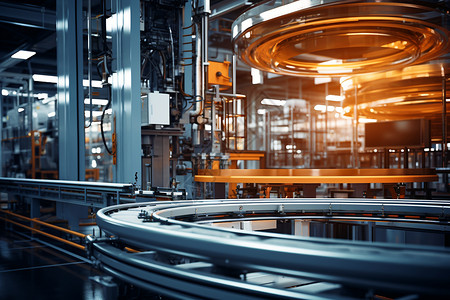 机械工厂中的自动化生产线高清图片