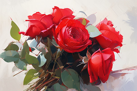 红玫瑰油画图片