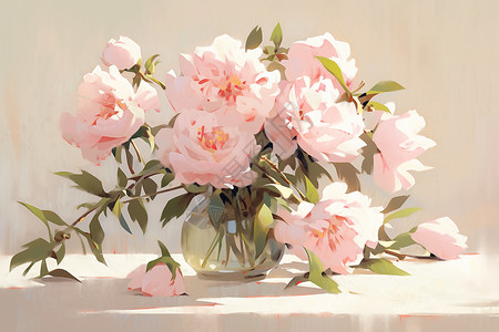 花瓶里的粉色牡丹背景图片