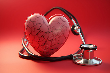 心脏解剖模型和听诊器图片