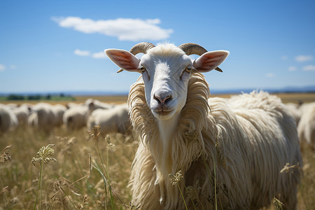 草地上人工养殖的绵羊高清图片