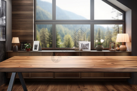 室内木制大桌背景图片