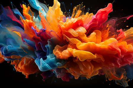 飞溅多彩绚丽的彩色液体设计图片