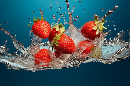 水面上的草莓图片