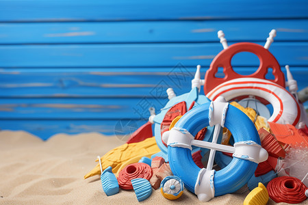 沙滩上的救生圈玩具图片