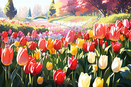 郁金香花园背景图片