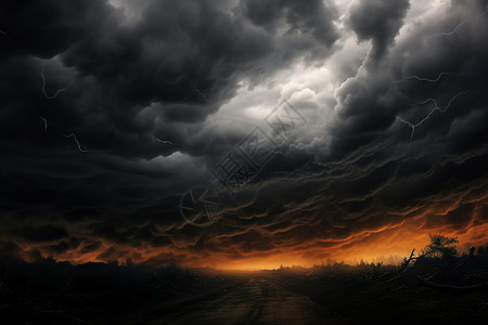 暴风雨天气黑暗的天空插画