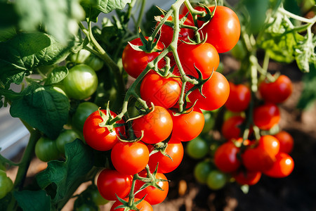 圣女果种植成熟的小番茄背景