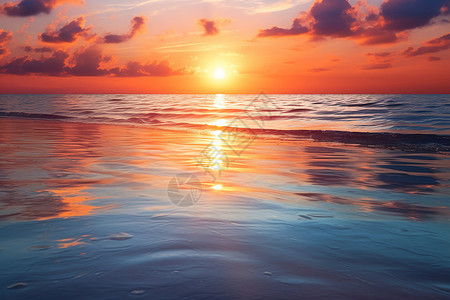 晨曦海上的夕阳图片