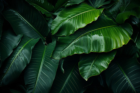 棕榈叶子翠绿的植物背景