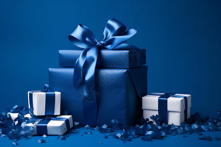 蓝色礼物盒背景图片
