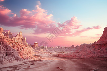 粉色可爱云彩粉色沙漠奇观背景