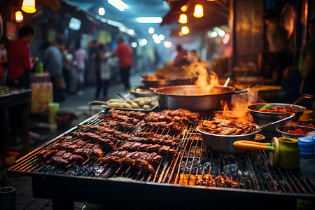 BBQ烧烤夜市烧烤狂欢背景