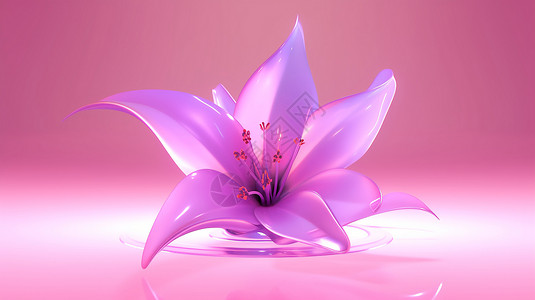 粉色白色百合仙境玻璃百合插画