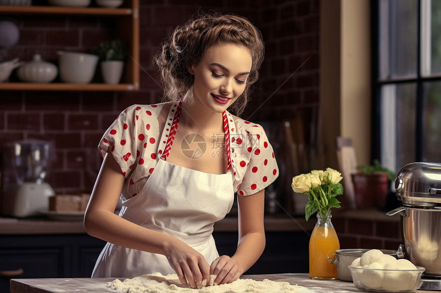 制作食物的女人图片