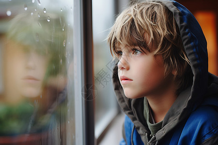 窗前孤独的少年图片