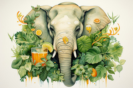 欢乐大象畅饮图片