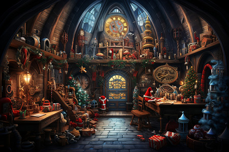 圣诞老人的房间背景图片