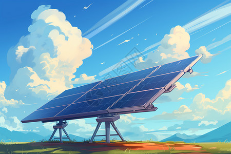 科技发展板太阳能板插画