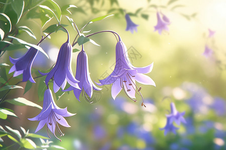 花满枝头紫薇花枝头的风铃花插画