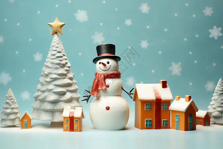圣诞节的雪人背景图片