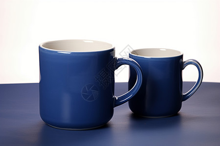 蓝色陶瓷杯蓝色咖啡杯背景