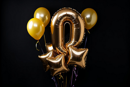 周年庆数字喜庆的金色字母气球装饰背景