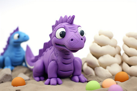 紫色的黏土恐龙背景图片