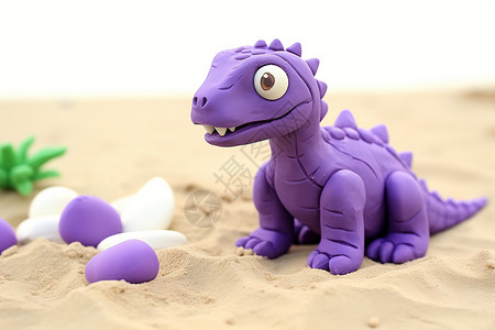 创意紫色恐龙玩偶背景图片