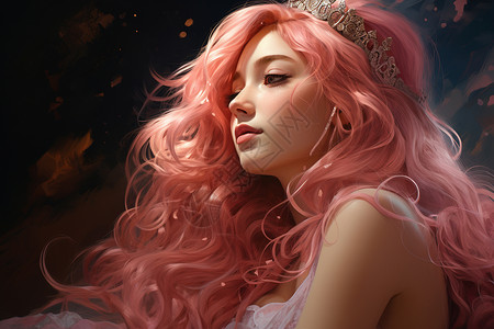 粉色头发的美女背景图片