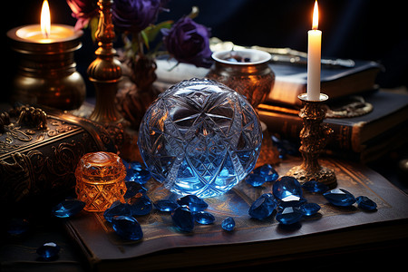玄奥神秘的蓝色水晶背景