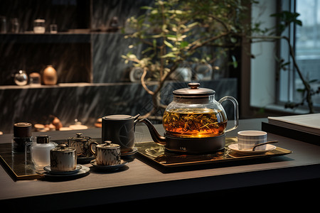 宁静惬意的中式茶具图片