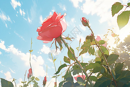 阳光下的玫瑰背景图片
