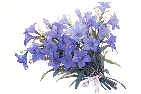 花束茎上的蓝丝带背景图片