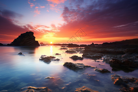 异常美丽的岩石海滩背景