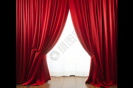 古典歌剧舞台上的红色幕布背景