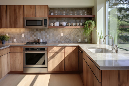 现代公寓厨房背景图片