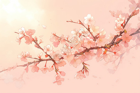 粉色樱花插画背景图片
