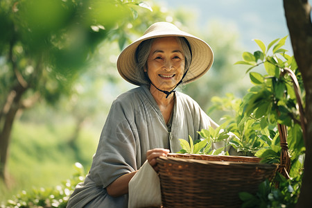 女性茶农勤劳的劳动图片
